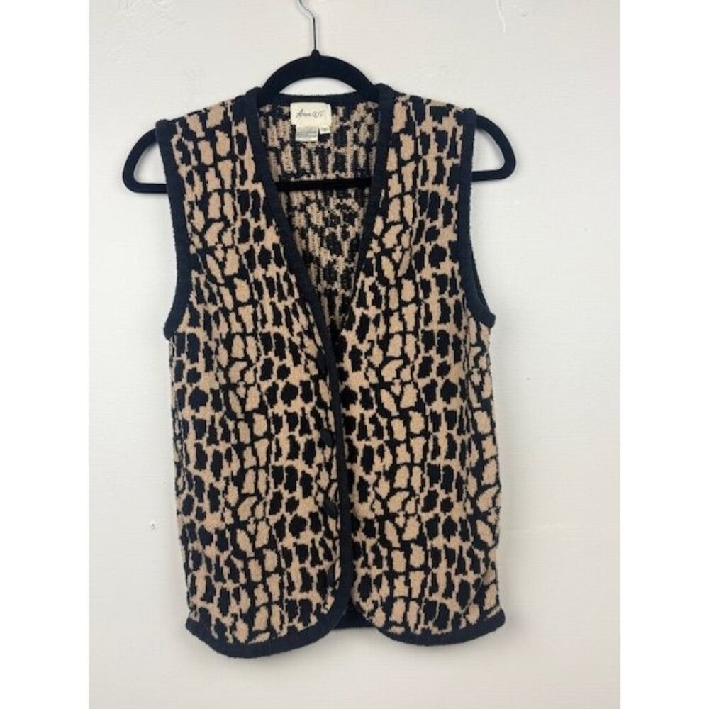 Vintage Ann Wi Women's Brown/Black Animal Print Sweater Vest Size S